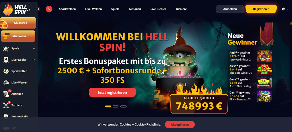 Najdroższe spiny w zestawieniu, czyli 0,25 na wilczym automacie w Hellspin
